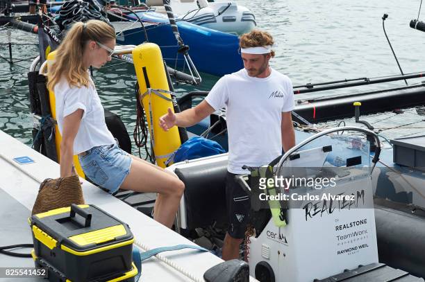 Pierre Casiraghi and wife Beatrice Borromeo are seen during the 36th Copa Del Rey Mafre Sailing Cup on August 2, 2017 in Palma de Mallorca, Spain.
