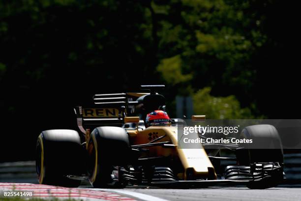 Robert Kubica of Poland driving the Renault Sport Formula One Team Renault RS17 during day two of F1 in season testing at Hungaroring on August 2,...