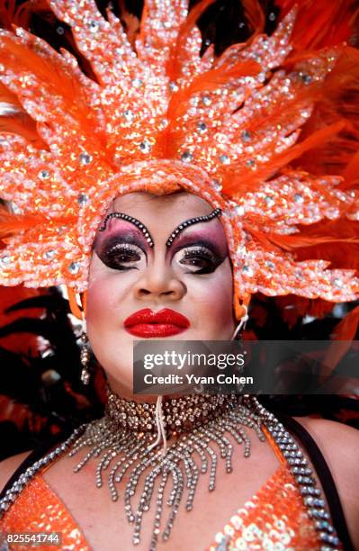 Dressed to shock, participants strut their stuff during the annual Gay Pride parade in Silom, downtown Bangkok.