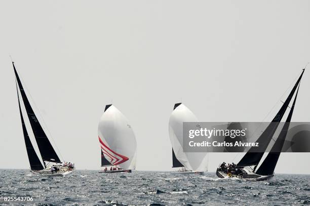 Sailing boats compete during a leg of the 36th Copa del Rey Mapfre Sailing Cup on August 1, 2017 in Palma de Mallorca, Spain.