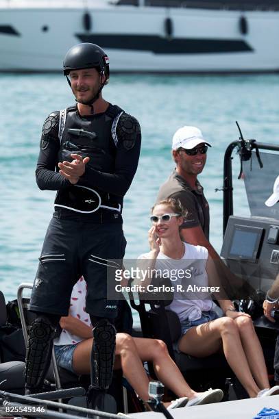 Pierre Casiraghi and wife Beatrice Borromeo are seen during the 36th Copa Del Rey Mafre Sailing Cup on August 2, 2017 in Palma de Mallorca, Spain.