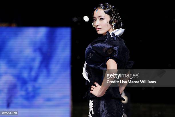 Chae-Young showcases designs by Korean couture designer Andre Kim at the opening catwalk show on the first day of Bali Fashion Week 2008 at the Lotus...