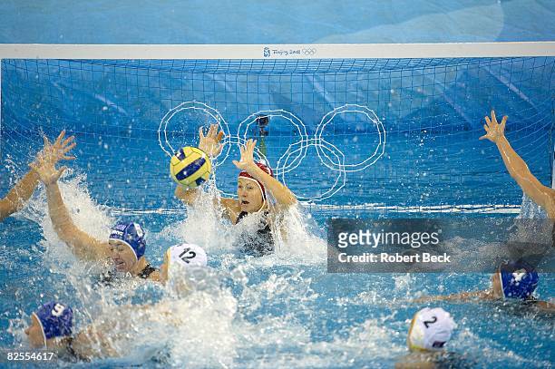 Summer Olympics: Hungary goalie Patricia Horvath in action vs Australia during Women's Bronze Medal Match at Yingdong Natatorium. Beijing, China...
