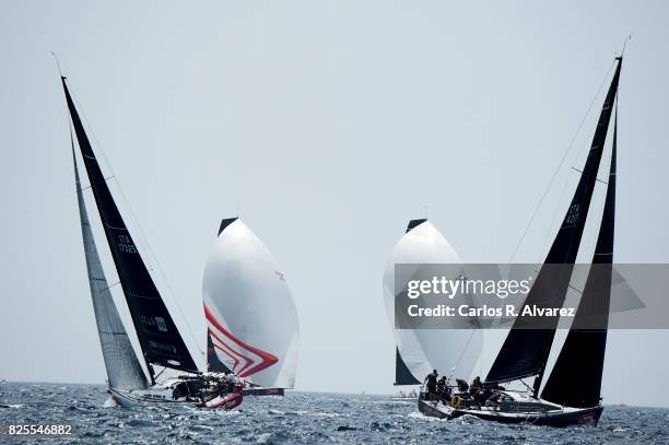 Sailing boats compete during a leg of the 36th Copa del Rey Mapfre Sailing Cup on August 1, 2017 in Palma de Mallorca, Spain.