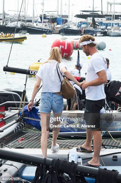 Pierre Casiraghi and wife Beatrice Borromeo are seen during the 36th Copa Del Rey Mafre Sailing Cup on August 2, 2017 in Palma de Mallorca, Spain.