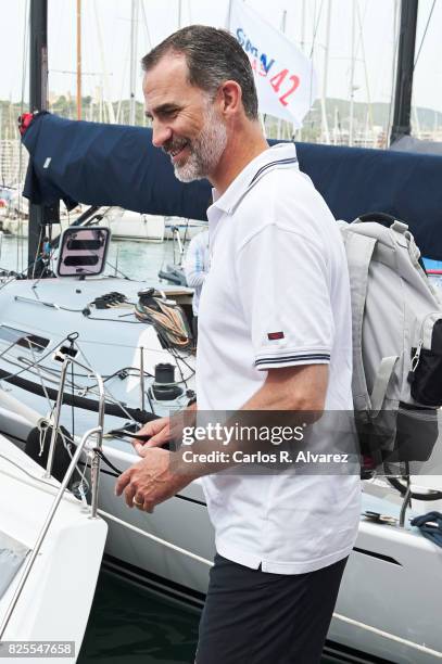 King Felipe VI of Spain attends the 36th Copa Del Rey Mafre Sailing Cup on August 2, 2017 in Palma de Mallorca, Spain.