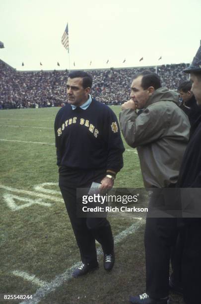Notre Dame coach Ara Parseghian on sidelines during game vs Michigan State game at Spartan Stadium. East Lansing, MI CREDIT: Rich Clarkson