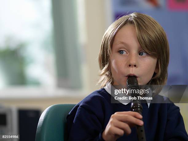 music lesson - recorder foto e immagini stock