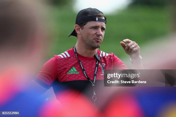 The Harlequins Attack coach Nick Evans during a training session at the Adi-Dassler Stadion on August 2, 2017 in Herzogenaurach, Germany.