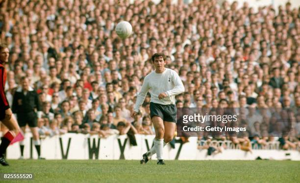 Spurs player Alan Mullery in action during a First Division match between Tottenham Hotspur and Manchester City at White Hart Lane on September 26,...