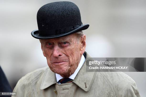 Britain's Prince Philip, Duke of Edinburgh, in his role as Captain General, Royal Marines, attends a Parade to mark the finale of the 1664 Global...