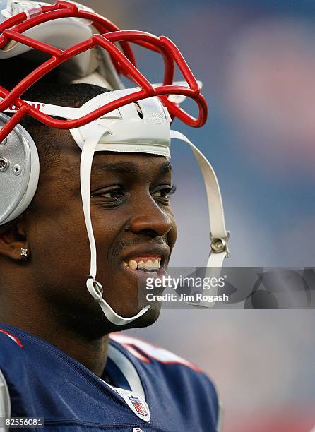 Terrence Wheatley of the New England Patriots on the sideline before a preseason game with the Philadelphia at Gillette Stadium on August 22, 2008 in...