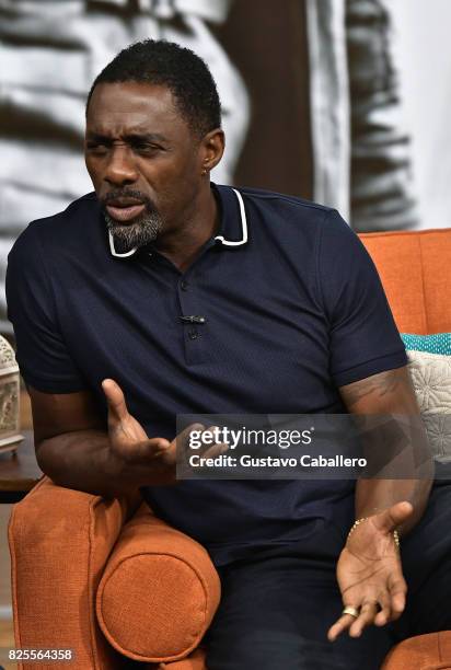 Actor Idris Elba is seen on the set of 'Despierta America' to promote the film 'Dark Tower' at Univision Studios on August 2, 2017 in Miami, Florida.