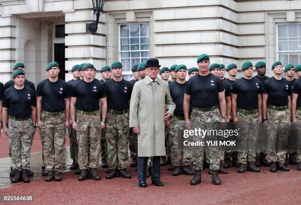 Britain's Prince Philip, Duke of Edinburgh, in his role as Captain General, Royal Marines, attends a Parade to mark the finale of the 1664 Global...