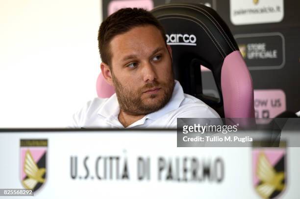 Andrea Siracusa, Head of Press Office, looks on during during the presentation of Giuseppe Bellusci as new player of US Citta' di Palermo at Carmelo...