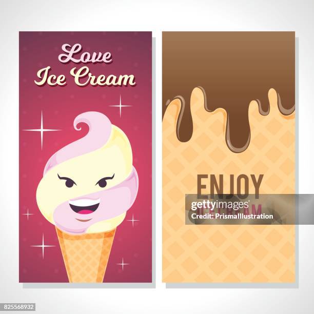 ice cream card - chocolate swirl stock illustrations