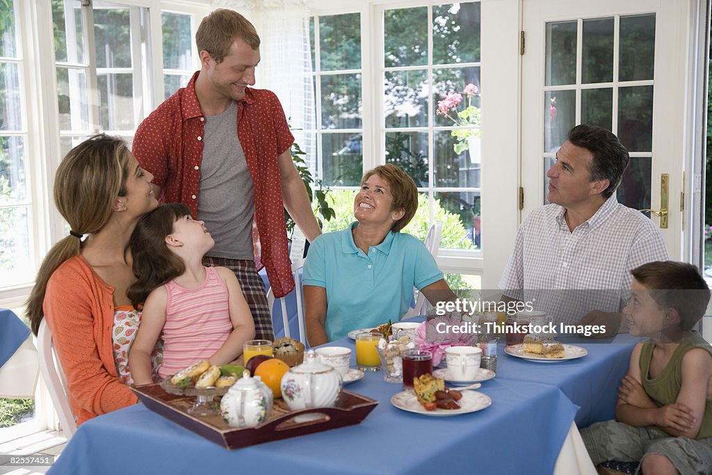 Family having breakfast