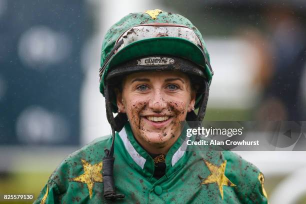 Josephine Gordon poses on day two of the Qatar Goodwood Festival at Goodwood racecourse on August 2, 2017 in Chichester, England.