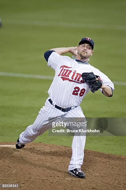Jesse Crain of the Minnesota Twins pitches against the Seattle Mariners at the Humphrey Metrodome in Minneapolis, Minnesota on August 16, 2008. The...