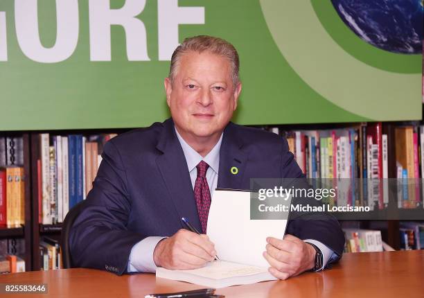 Former Vice President Al Gore signs "An Inconvenient Sequel: Truth To Power" at Barnes & Noble, 5th Avenue on August 2, 2017 in New York City.