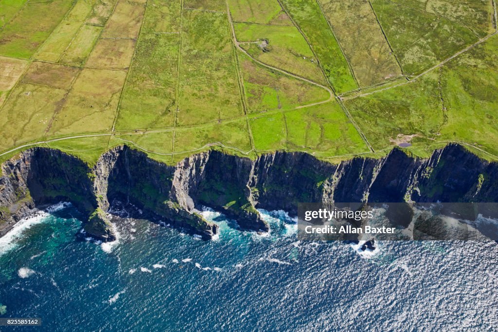 Aerial view of the "Cliffs of Moher" in Ireland
