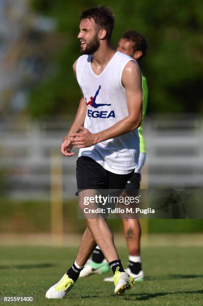 Przemyslaw Szyminski of Palermo takes part in a training session after the presentation of Giuseppe Bellusci as new player of US Citta' di Palermo at...