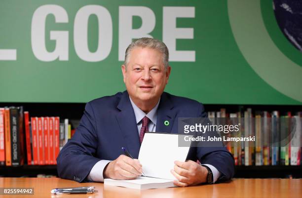 Former Vice President Al Gore signs "An Inconvenient Sequel: Truth To Truth" at Barnes & Noble, 5th Avenue on August 2, 2017 in New York City.