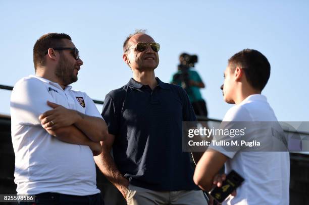 Sport director Fabio Lupo speacks with Head of Press Office Andrea Siracusa and Press officer Riccardo Gatto during a training session after the...