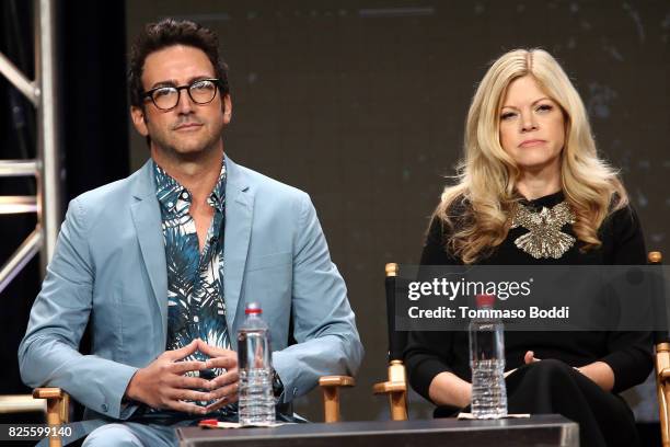 Josh Schwartz and Stephanie Savage attend the 2017 Summer TCA Tour - CW Panels at The Beverly Hilton Hotel on August 2, 2017 in Beverly Hills,...