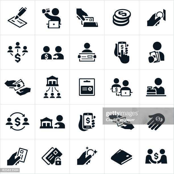 payment methods icons - moneytransfer stock illustrations