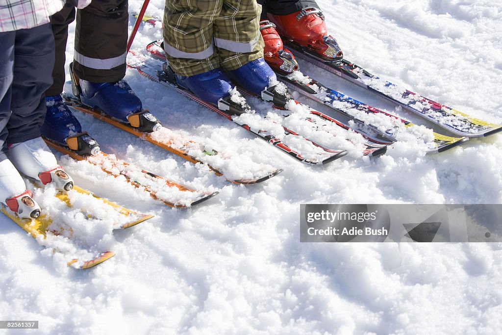 Four pairs of skis