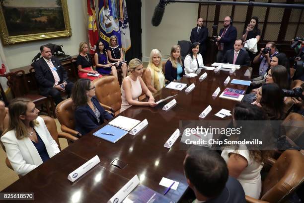 Assistant to the President and Donald Trump's daughter Ivanka Trump delivers opening remarks while hosting a listening session with military spouses...