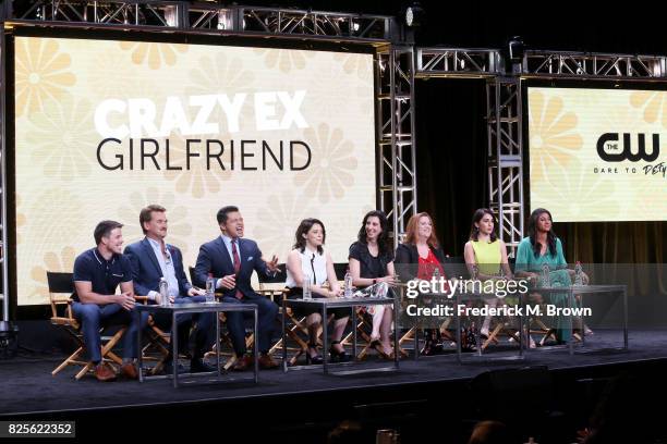 Actors David Hull, Pete Gardner, Vincent Rodriguez III, actor/executive producer Rachel Bloom, executive producer Aline Brosh McKenna, and actors...