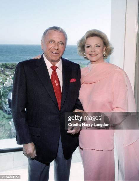 Singer Frank Sinatra and Barbara Sinatra pose for a portrait in 1997 in Los Angeles, California.