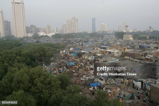 Demolished slum at Ganesh Murty Nagar at Cuffe Parade on Tuesday.
