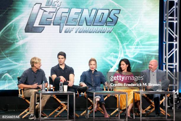 Executive producer Phil Klemmer, actors Brandon Routh, Caity Lotz, Tala Ashe, and executive producer Marc Guggenheim of 'DC's Legends of Tomorrow'...