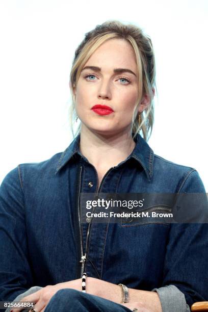 Actor Caity Lotz of 'DC's Legends of Tomorrow' speaks onstage during the CW portion of the 2017 Summer Television Critics Association Press Tour at...