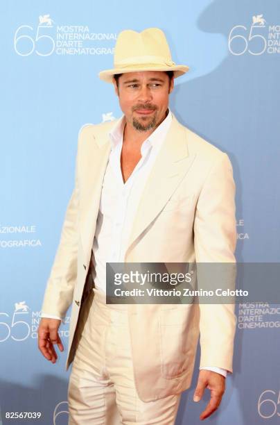 Actor Brad Pitt during the 'Burn After Reading' Photocall, part of the 65th Venice Film Festival at Palazzo del Casino on August 27 2008 in Venice,...
