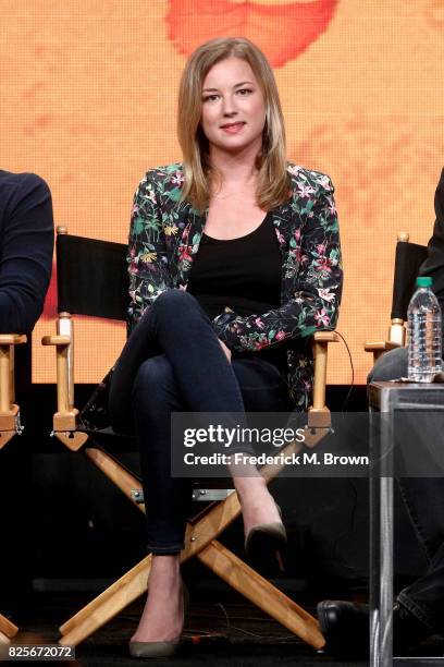 Actor Emily VanCamp of ''Everwood'- A 15th Anniversary Reunion' speaks onstage during the CW portion of the 2017 Summer Television Critics...