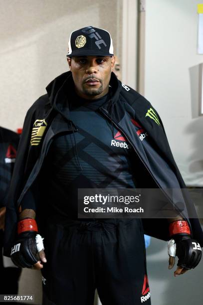 Light heavyweight champion Daniel Cormier waits backstage during the UFC 214 event inside the Honda Center on July 29, 2017 in Anaheim, California.