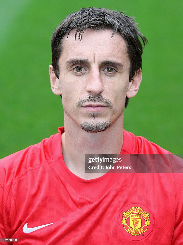 Gary Neville of Manchester United poses during the club's official
