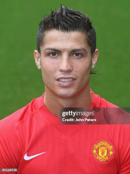 Cristiano Ronaldo of Manchester United poses during the club's official annual photocall at Old Trafford on August 27 2008 in Manchester, England.