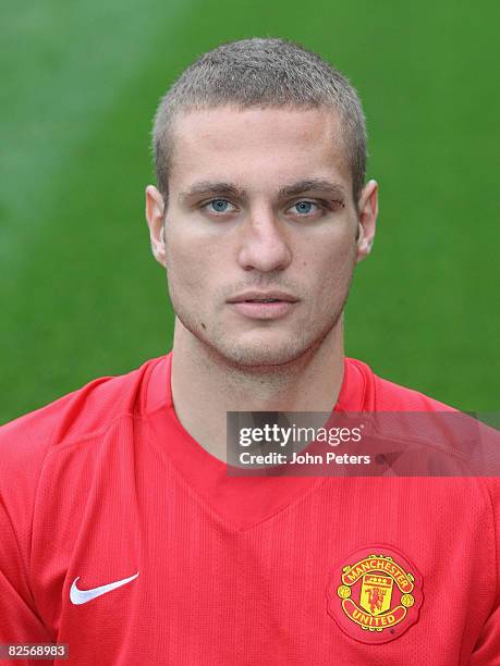 Nemanja Vidic of Manchester United poses during the club's official annual photocall at Old Trafford on August 27 2008 in Manchester, England.