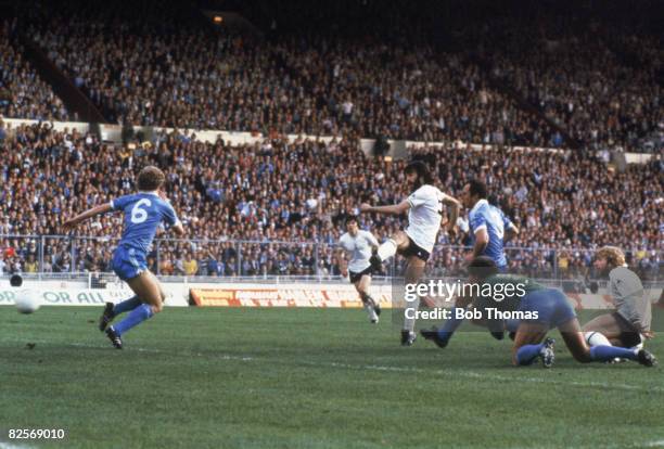 Tottenham Hotspur player Ricky Villa scores the first goal in a 1981 FA Cup Final replay between Spurs and Manchester City. Spurs won 3-2.