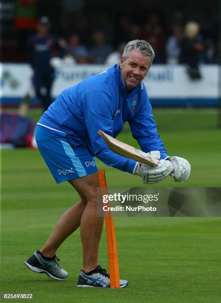 Stuart Law Coach of West Indies during the Domestic First Class Multi - Day match between Essex and West Indies at The Cloudfm County Ground in...