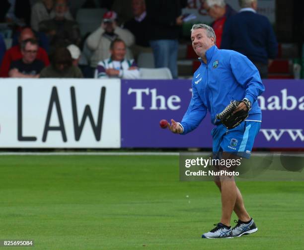 Stuart Law Coach of West Indies during the Domestic First Class Multi - Day match between Essex and West Indies at The Cloudfm County Ground in...