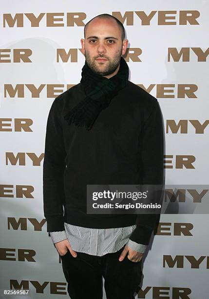 Fashion designer Josh Goot arrives at the Myer Spring Summer Fashion Launch 2009 at Byron Kennedy Hall, Moore Park on August 27, 2008 in Sydney,...