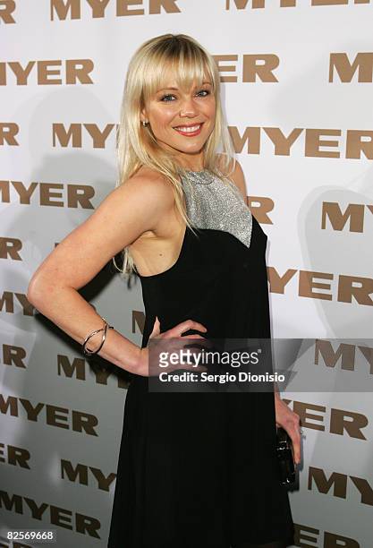 Actress Holly Brisley arrives at the Myer Spring Summer Fashion Launch 2009 at Byron Kennedy Hall, Moore Park on August 27, 2008 in Sydney,...
