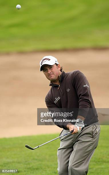 Graeme McDowell of Northern Ireland hits the ball during the pro-am event prior to The Johnnie Walker Championship at Gleneagles on August 27, 2008...