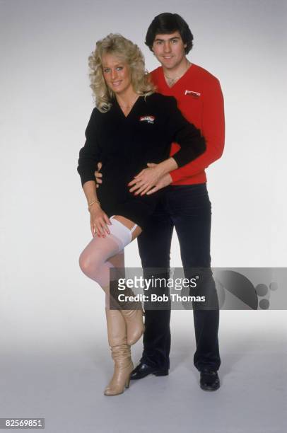 Tottenham Hotspur defender Paul Miller with Tessa Hewitt, circa 1980. Both are wearing sweaters from Miller's signature sportswear range.